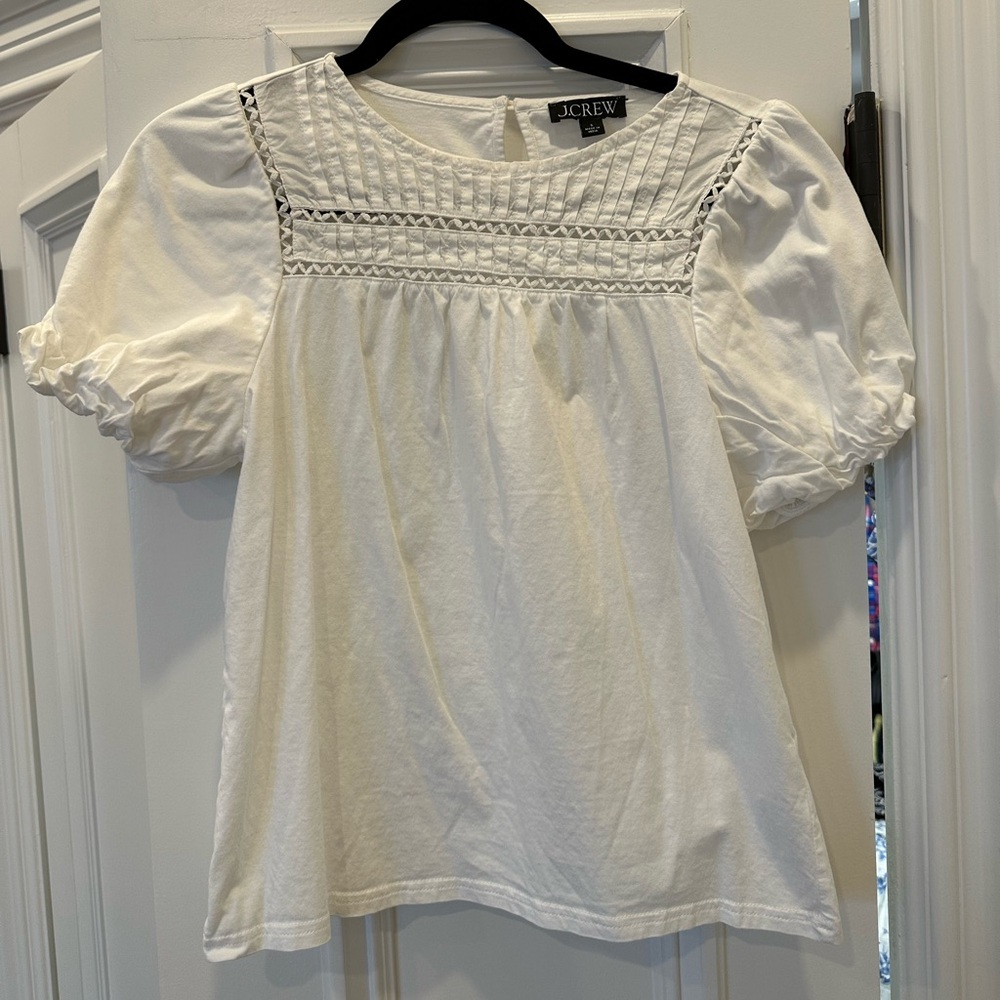 J.Crew White Puff Sleeve Tee